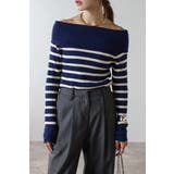 NAVY | オフショルボーダーニット 88-004117 | BONJOUR SAGAN