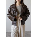 BROWN | フェイクレザーショート丈ブルゾン 88-004157 | BONJOUR SAGAN