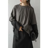 CHARCOAL-GRAY | シアーレイヤード風ロングTシャツ 88-004158 | BONJOUR SAGAN