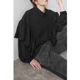 BLACK | ケープライクフリルブラウス 88-004173 | BONJOUR SAGAN