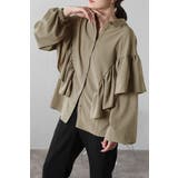 KHAKI-BEIGE | ケープライクフリルブラウス 88-004173 | BONJOUR SAGAN