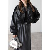 BLACK | フェイクレザーショート丈MA-1 88-004176 | BONJOUR SAGAN