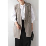 GRAY-BEIGE | エステルスムースパールボタンベスト 88-004179 | BONJOUR SAGAN