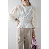 OFF-WHITE | シアースリーブシャーリングペプラムブラウス 88-004182 | BONJOUR SAGAN