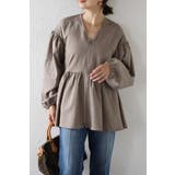 LIGHT-COCOA | フロントジップペプラムチュニック 88-004223 | BONJOUR SAGAN