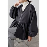 CHARCOAL-GRAY | フロントジップペプラムチュニック 88-004223 | BONJOUR SAGAN