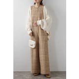 BEIGE | チェックツイードAラインオールインワン 88-004242 | BONJOUR SAGAN