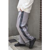GRAY | サイドラインマットサテンパンツ 88-004250 | BONJOUR SAGAN