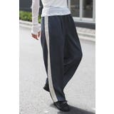 CHARCOAL-GRAY | サイドラインマットサテンパンツ 88-004250 | BONJOUR SAGAN