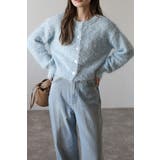 LIGHT-BLUE | 前後2WAYシャギークルーネックカーディガン 88-004275 | BONJOUR SAGAN
