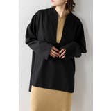 BLACK | ディープフロントスリットブラウス 88-004283 | BONJOUR SAGAN