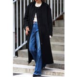 BLACK | パイピングシャギーロングコート 88-004297 | BONJOUR SAGAN