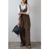 BROWN | フロントジップコーデュロイオールインワン 88-004353 | BONJOUR SAGAN