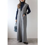 GRAY | ウールタッチVネックオールインワン 88-004385 | BONJOUR SAGAN