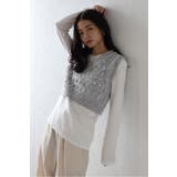 LIGHT-GRAY | V neck holed | BONJOUR SAGAN