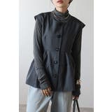 CHARCOAL-GRAY | フレンチスリーブペプラムベスト 88-004408 | BONJOUR SAGAN