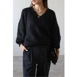BLACK | カシミアタッチディープVネックニット 88-004412 | BONJOUR SAGAN