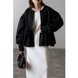 BLACK | アンチピリング加工裏起毛フロントジップペプラムスウェット 88-004417 | BONJOUR SAGAN