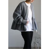 GRAY | アンチピリング加工裏起毛フロントジップペプラムスウェット 88-004417 | BONJOUR SAGAN