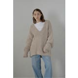 LIGHT-BEIGE | fluffy vneck knit | BONJOUR SAGAN