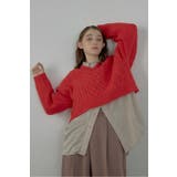 RED | cropped vneck cable | BONJOUR SAGAN