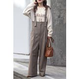 BEIGE | チェック柄ハイウエストサロペット 88-004451 | BONJOUR SAGAN