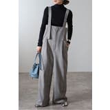 GRAY | チェック柄ハイウエストサロペット 88-004451 | BONJOUR SAGAN