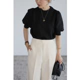 BLACK | パフスリーブニットトップス | BONJOUR SAGAN