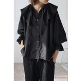 BLACK | 2WAYラッフルカラーブラウス 77-003551 | BONJOUR SAGAN