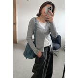 LIGHT-GRAY | ランダムリブフロントボタンレイヤード風プルオーバー 77-004618 | BONJOUR SAGAN