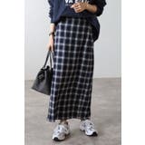 オンブレチェック柄Iラインスカート 77-004639 | BONJOUR SAGAN | 詳細画像1 