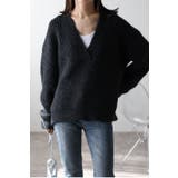 CHARCOAL-GRAY | 起毛畦ディープVネックニット 88-002551 | BONJOUR SAGAN