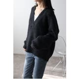 起毛畦ディープVネックニット 88-002551 | BONJOUR SAGAN | 詳細画像1