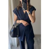 NAVY | ウエストベルトVネックジレ 88-002790 | BONJOUR SAGAN