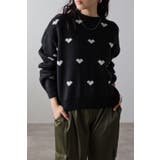 BLACK | ハート柄ニット 88-002876 | BONJOUR SAGAN