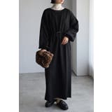 BLACK | ウエストドロストスウェットワンピース 88-003131 | BONJOUR SAGAN