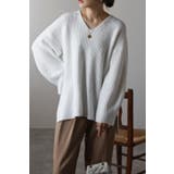 片畦編みヤーンVネックニット 88-003412 | BONJOUR SAGAN | 詳細画像1 