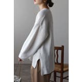 片畦編みヤーンVネックニット 88-003412 | BONJOUR SAGAN | 詳細画像3 