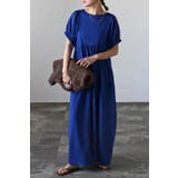 BLUE | バックオープンパフスリーブコクーンワンピース 77-002538 | BONJOUR SAGAN