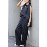 マットサテンノースリブラウス×パンツセットアップ 77-003664 | BONJOUR SAGAN | 詳細画像1 