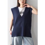 NAVY | サマーニットVネックボクシーベスト 77-003720 | BONJOUR SAGAN