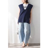 サマーニットVネックボクシーベスト 77-003720 | BONJOUR SAGAN | 詳細画像1 