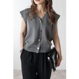 ゴールド釦ボクシーニットベスト 77-003817 | BONJOUR SAGAN | 詳細画像2 