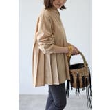 BEIGE | プリーツ切替バンドカラーシャツ | BONJOUR SAGAN