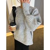 LIGHT-GRAY | ウールタッチラウンドネックリブニット 88-003151 | BONJOUR SAGAN