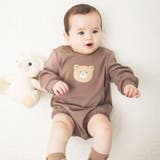 ブラウン | 【あにまるシリーズ】発泡プリント長袖カバーオール 子供服 キッズ | ブランシェス