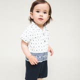 アイボリー | プロヴァンスプリントシャツレイヤード半袖カバーオール 子供服 キッズ | ブランシェス