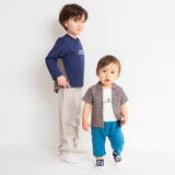 ネイビーブルー | 【ベビー/お揃い】ギンガムチェック柄半袖カバーオール | ブランシェス