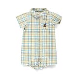 ベージュ | 【おそろい】ぽこぽこ／サッカーチェック柄半袖カバーオール | ブランシェス