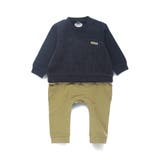 ネイビーブルー | 【おそろい】異素材切り替えカバーオール | ブランシェス